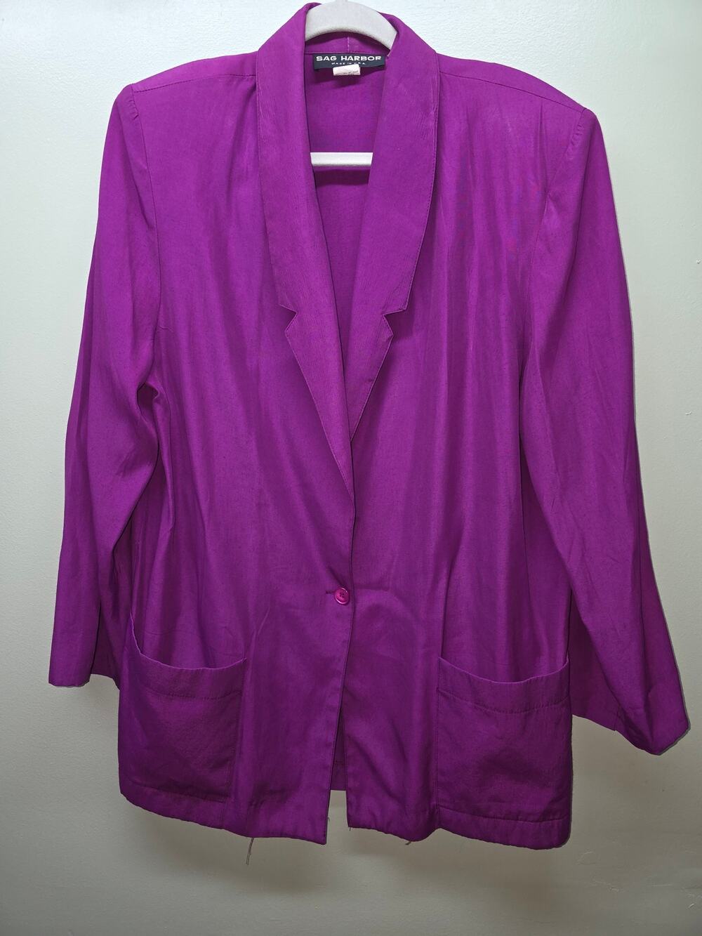 Vintage Sag Harbor Purple One Button Blazer Women's Size 14